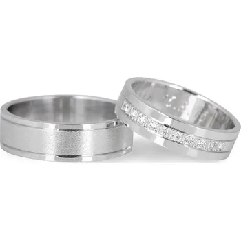 Prsten Snubní prsteny z bílého zlata 0118 + DÁREK ZDARMA