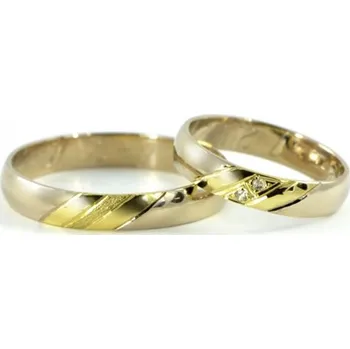 Prsten Zlaté snubní prsteny žlutobílé půlkulaté 0081 + DÁREK ZDARMA