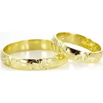 Prsten Zlaté snubní prsteny poryté 0031 + DÁREK ZDARMA