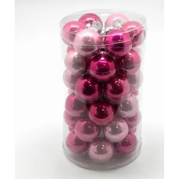 Vánoční ozdoba Baňka sklo závěs - 38 mm - tm.růžová