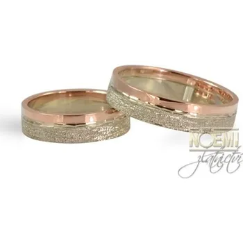 Prsten Snubní prsteny červenobílé zlaté 0094 + DÁREK ZDARMA
