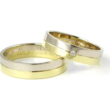Prsten Zlaté snubní prsteny žluto-bílé 0034 + DÁREK ZDARMA