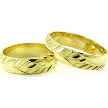 Prsten Zlaté snubní prsteny s rytinou 0019 + DÁREK ZDARMA