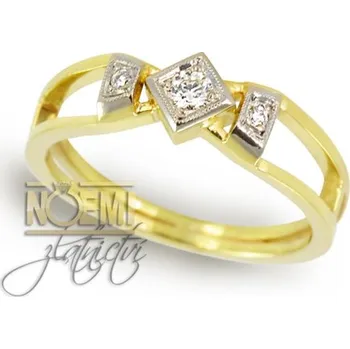 Prsten Prsten ze žlutého a bílého zlata s diamanty 0027 + DÁREK ZDARMA