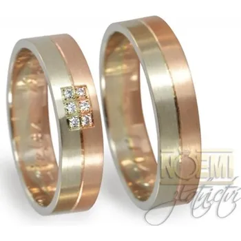 Prsten Snubní prsteny červenobílé zlaté 0103 + DÁREK ZDARMA
