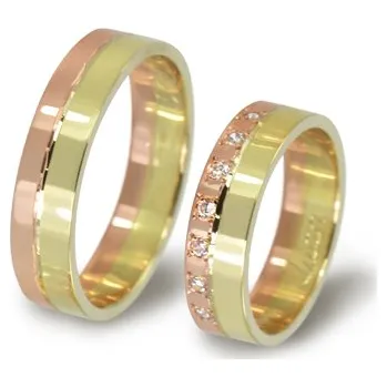 Prsten Zlaté snubní prsteny žlutočervené 0102 + DÁREK ZDARMA