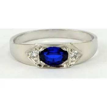 Prsten Prsten se safírem a zirkony 0041 + DÁREK ZDARMA