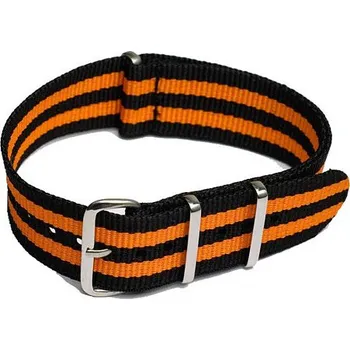 Řemínek na hodinky Řemínek k hodinkám NATO Strap - Oranžová / černá šíře 22 mm (2 pruhy)