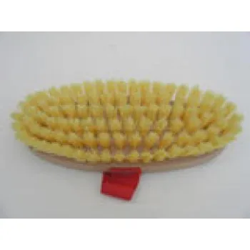 Kartáčové hřeblo dřevěné s popruhem na ruku, velké, nylonové, žluté