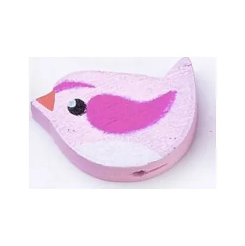 Korálek Dřevěný ptáček světle růžový 23x14mm