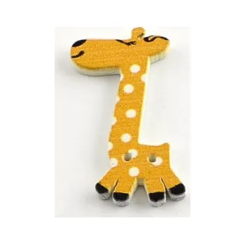 Knoflík Knoflík dřevěný žirafa žlutooranžová 40x25mm