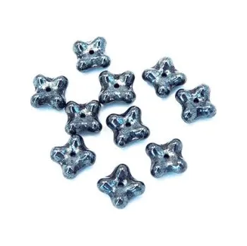 Dětské navlékací korálky Kytička mačkaná hematitová 10ks