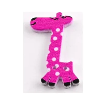 Knoflík Knoflík dřevěný žirafa růžová 40x25mm