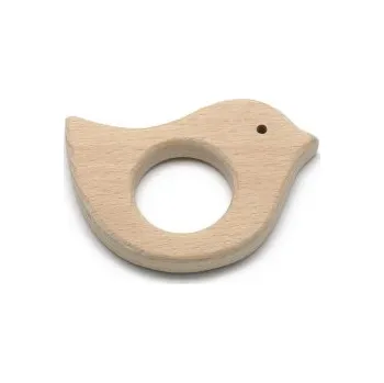 Korálek Dřevěné okusovátko / přívěsek ptáček 73x51mm