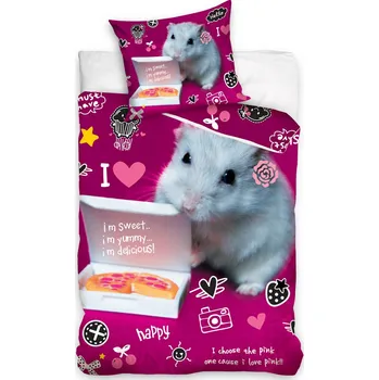 Povlečení TipTrade Křeček růžová bavlna 140 x 200, 70 x 90 cm