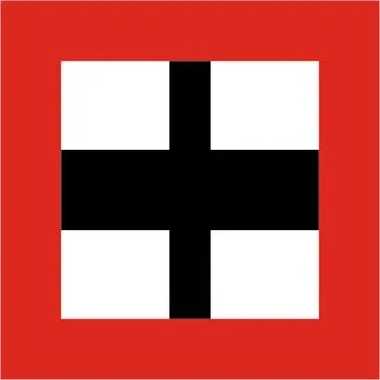 Dopravní značka Plavební znak B9b - Povinnost před vplutím na hlavní vodní cestu nebo před jejím křížením