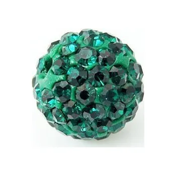 Dětské navlékací korálky Korálek shamballa tmavě zelený 14mm (1ks)