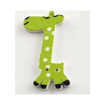 Knoflík Knoflík dřevěný žirafa zelená 40x25mm