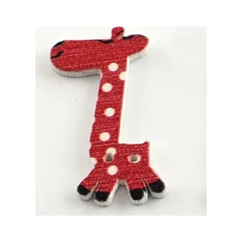 Knoflík Knoflík dřevěný žirafa červená 40x25mm