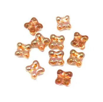 Dětské navlékací korálky Kytička mačkaná oranžová s AB leskem 10ks