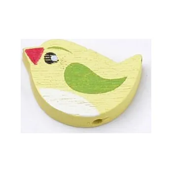 Korálek Dřevěný ptáček žlutý 23x14mm
