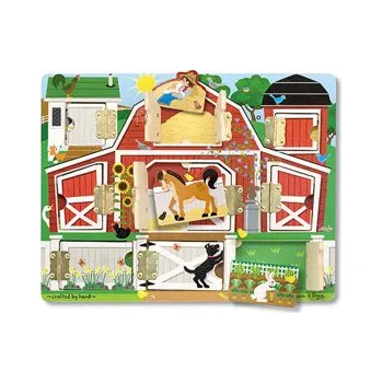 Dřevěná hračka MELISSA & DOUG - DŘEVĚNÉ PUZZLE S DVÍŘKY