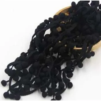 Prýmek - bambulky 15 mm, černá, balení 4m