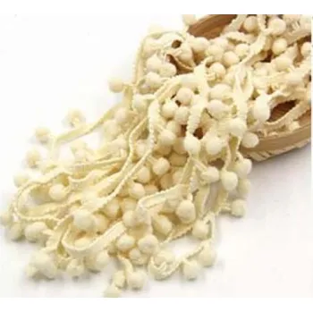 Prýmek - bambulky 15 mm, béžová, balení 4m