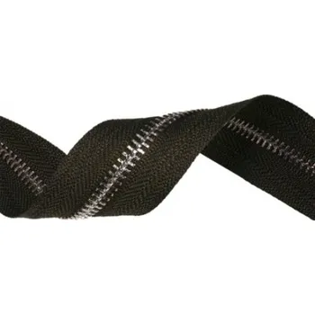 Zip Zip kovový, nekonečný pás 5mm, černá se stříbrnou, metráž, galanterie