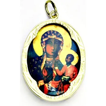 Přívěsek Zlatý přívěsek, žluté zlato,porcelánová Black Madona Čenstochova, P 158