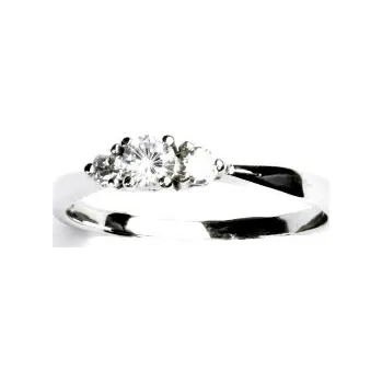 Prsten Zlatý prsten, bílé zlato, prstýnek s čirými zirkony, zásnubní, VR 330