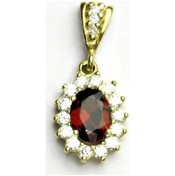 Přívěsek Zlatý přívěsek Kate, žluté zlato, přírodní granát, čiré zirkony, P 1507/2