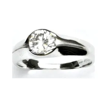Prsten Zlatý prsten, bílé i žluté zlato, prstýnek s čirým zirkonem, VR 76