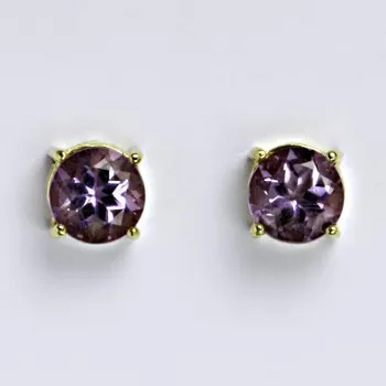 Náušnice Zlaté náušnice,přírodní ametyst, žluté i bílé zlato 14 ct,NŠ 1252