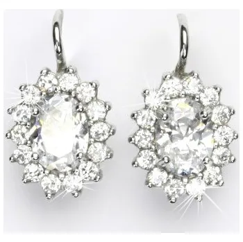 Náušnice Zlaté náušnice, Kate, bílé zlato, čiré zirkony, NK 1507