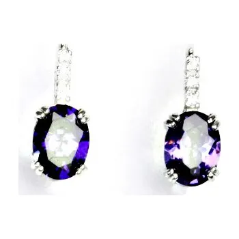 Náušnice Zlaté náušnice, bílé i žluté zlato, zirkony , ametyst - VE 8