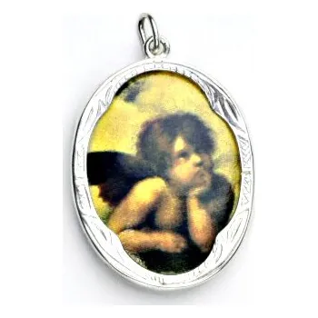 Přívěsek Zlatý přívěsek, bílé zlato,porcelánová Madonka Andílek, andělíček, (A-1), P 158