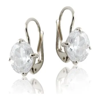 Náušnice Zlaté náušnice s velkými zirkony-bílé zlato-VE169