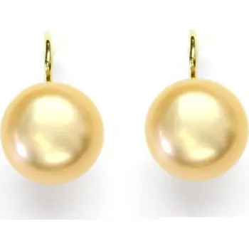 Náušnice Zlaté náušnice, lososová přírodní říční perla, žluté zlato, NK 1298