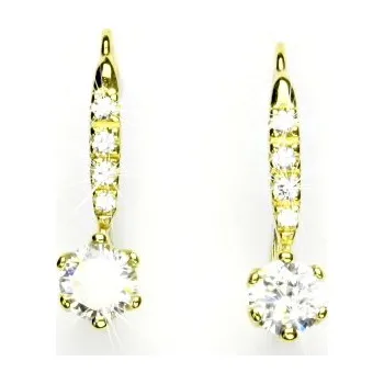 Náušnice Zlaté náušnice, žluté zlato, náušnice čiré zirkony - VE 10