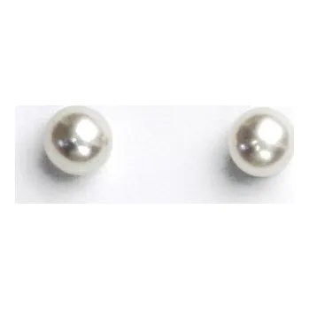 Náušnice Zlaté náušnice, bílé i žluté zlato, přírodní říční bílá perla, 5,5 -6 mm, NŠ 1183
