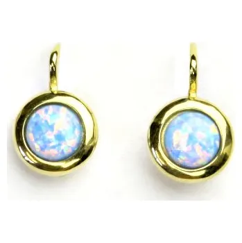 Náušnice Zlaté náušnice,žluté zlato, syntetický světle modrý opál, NK 1471