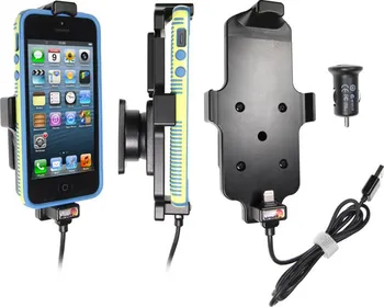 Brodit držák do auta na Apple iPhone 5/5S/SE v pouzdru, s nab. z cig. zapalovače/USB, s pružinou
