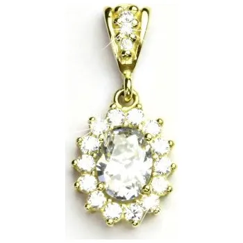 Přívěsek Zlatý přívěsek Kate, žluté zlato,čiré zirkony, přívěsek se zirkony, P 1507/2