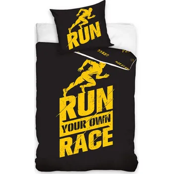 Povlečení Recenze TipTrade Perkálové povlečení Run černé 140 x 200, 70 x 90 cm