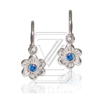 Náušnice Dětské náušnice zlaté, bílé zlato se zirkony modré barvy - VE 185