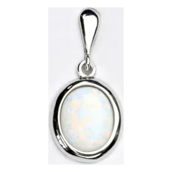 Přívěsek Zlatý přívěsek, bílé zlato, bílý syntetický opál, P 1453