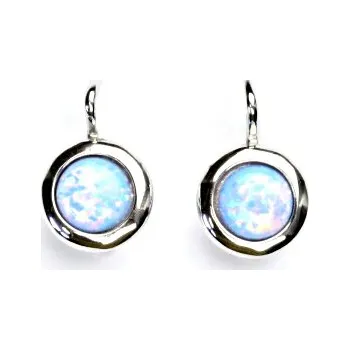 Náušnice Zlaté náušnice, bílé zlato, syntetický světlý modrý opál, NK 1471