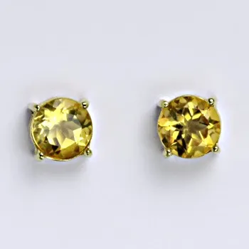 Náušnice Zlaté náušnice,přírodní citrín pálený, žluté i bílé zlato 14 ct, NŠ 1252