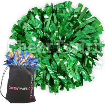 Holografický POMPON jednobarevný + vak na pompony ZDARMA ke každému páru - TMAVĚ ZELENÝ obj. nad 4 ks / 20 cm